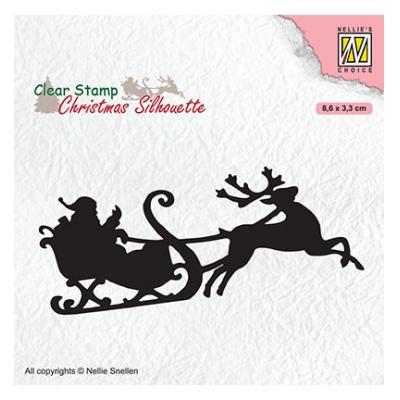Nellie's Choice Clear Stamp - Santa Claus With Reindeer Sleight